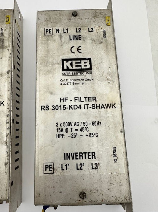 1pc x KEB HF - FILTER INVERTER RS 3015 - KD4 IT - SHAWK 3x500V AC/50 - 60Hz - KLR Automation