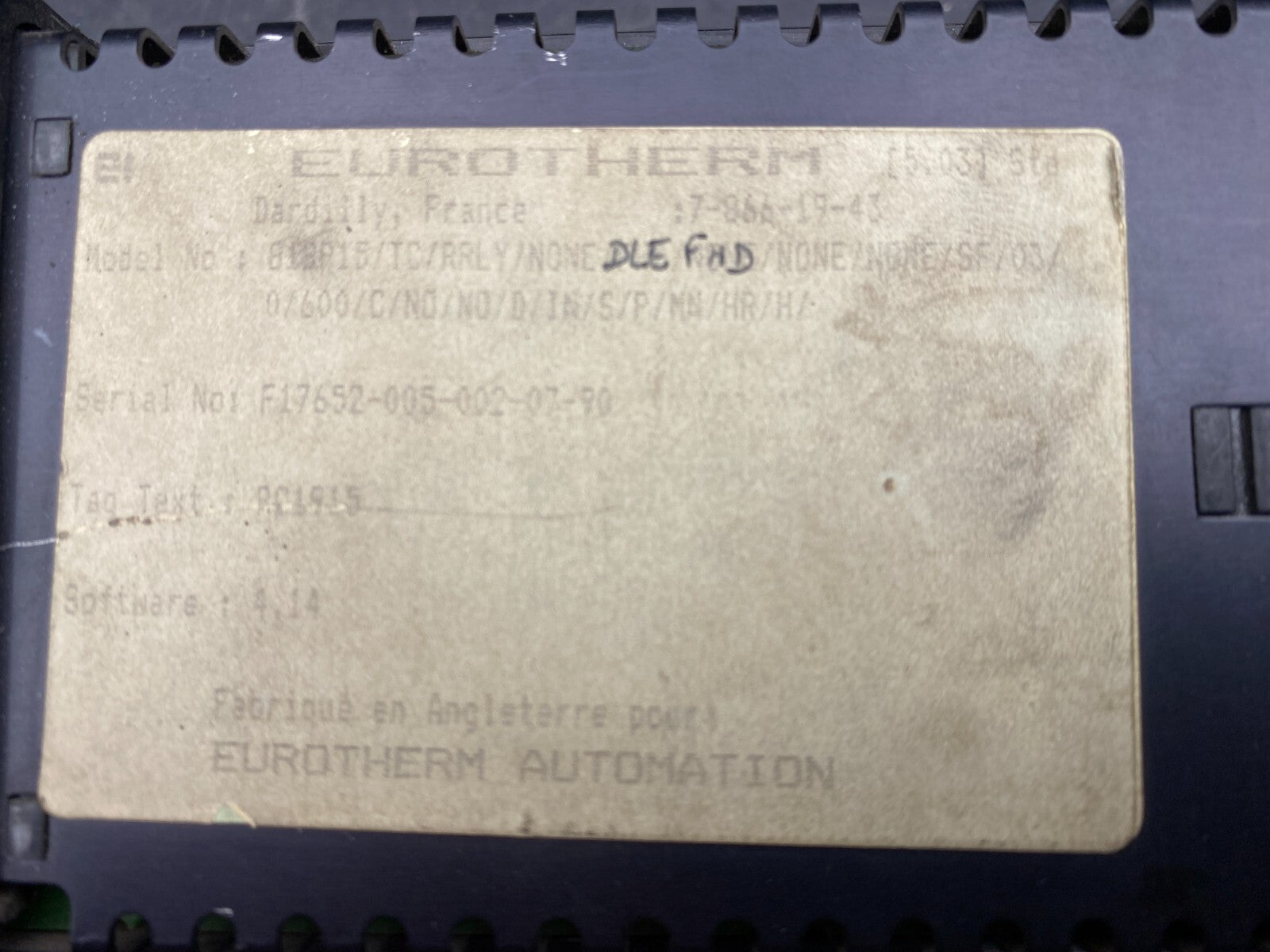 EUROTHERM 818S/TC/RCLY TEMPERATURE CONTROLLER