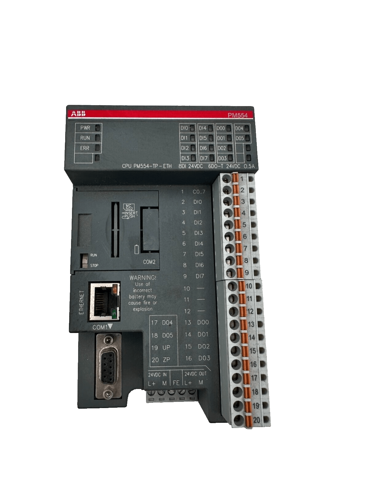 ABB PM554 PM554 - TP - ETH 1SAP120600R0071 CENTRAL PROCESSING UNIT 128kB ETHERNET - KLR Automation