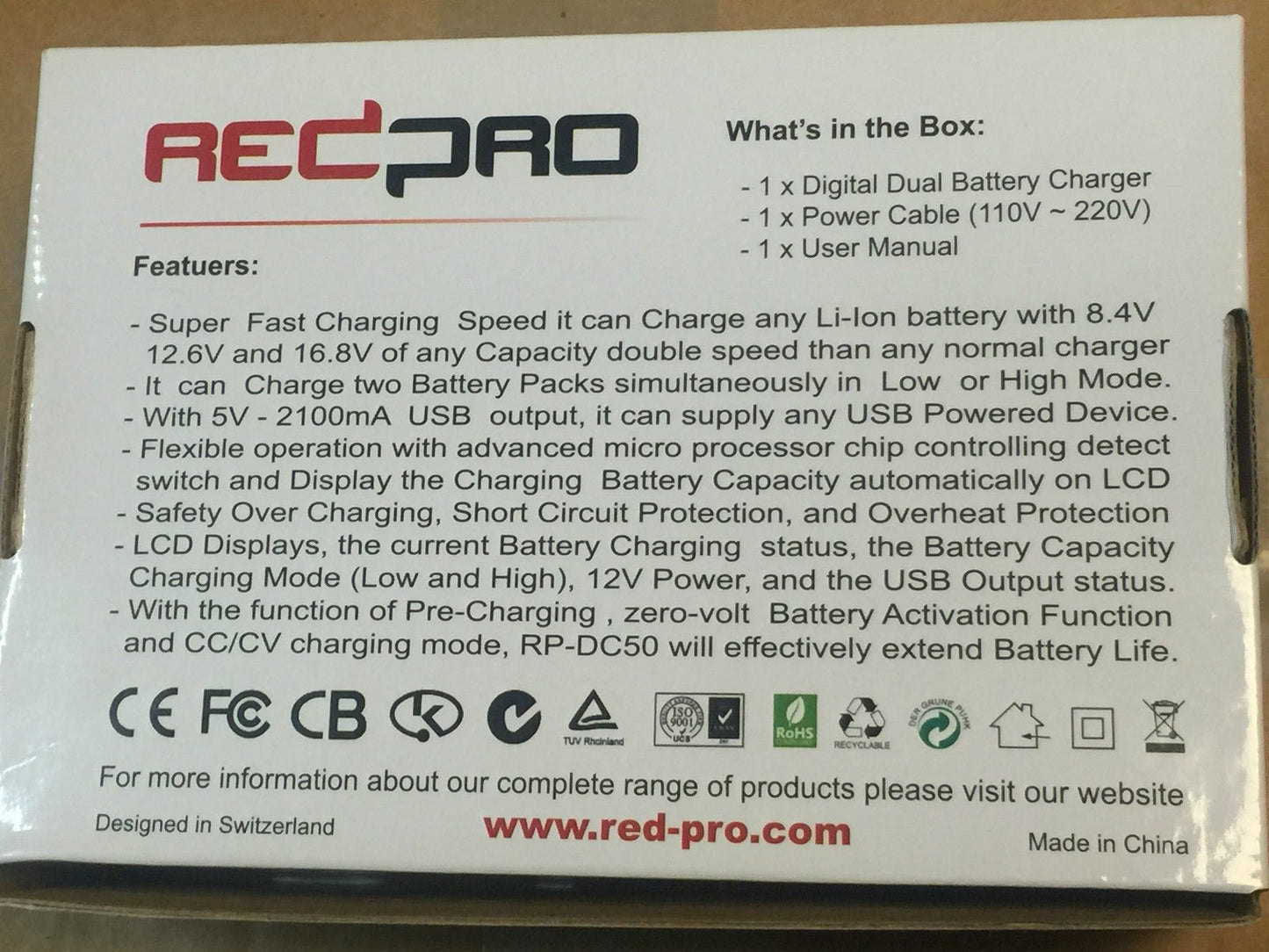 Dual Charger REDPRO Charger For BP - U Serie Battery BP - U30 BP - U60 BP - U90 - KLR Automation