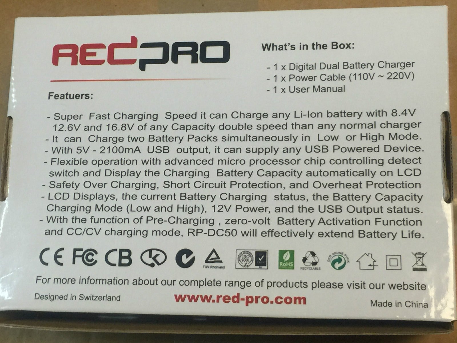 Dual Charger REDPRO Charger For BP - U Serie Battery BP - U30 BP - U60 BP - U90 - KLR Automation