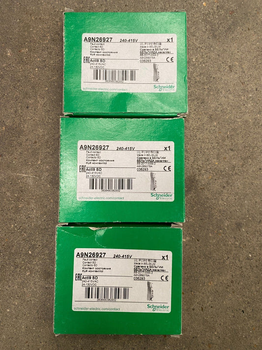 LOT OF 3 NEW SCHNEIDER ELECTRIC A9N26927 ACTI9 SD FAULT CONTACT - KLR Automation