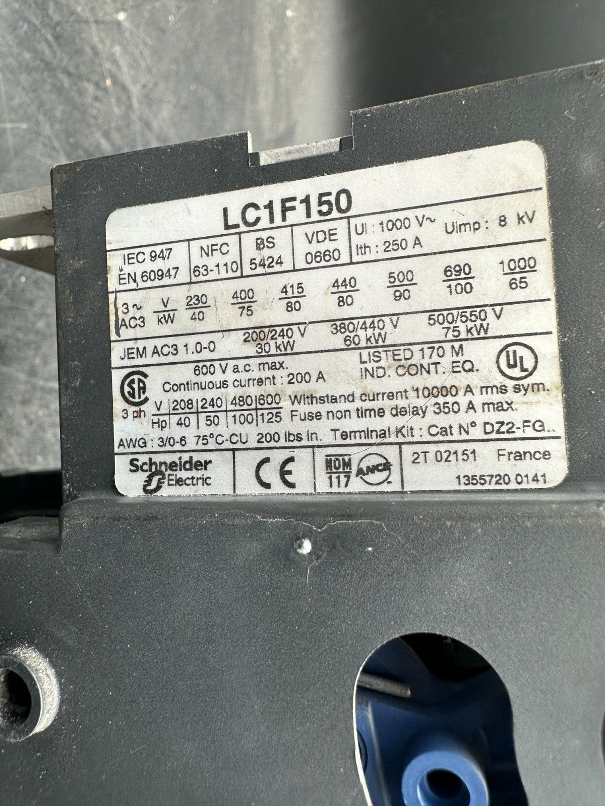 TELEMECANIQUE LC1F150 LC1 F150 + LR9 F 5367 CONTACTEUR