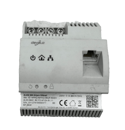 DEVOLO DLAN 200 AVPRO DINRAIL HFRQ - NHYG - HKUP - RHDY - KLR Automation