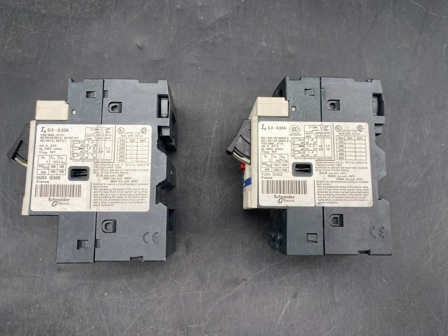 LOT DE 2 TELEMECANIQUE GV2ME04 DISJONCTEUR MOTEUR