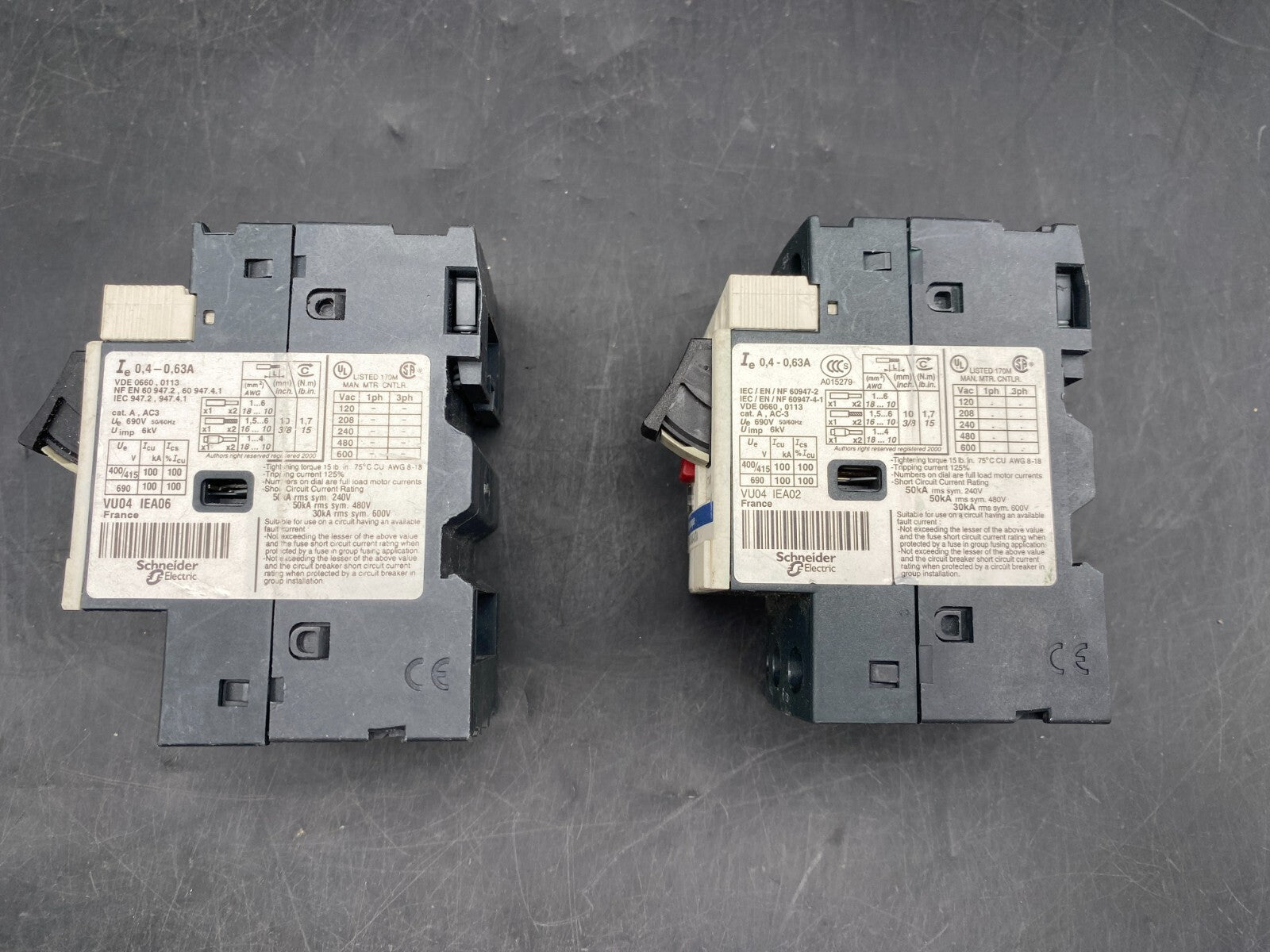 LOT DE 2 TELEMECANIQUE GV2ME04 DISJONCTEUR MOTEUR