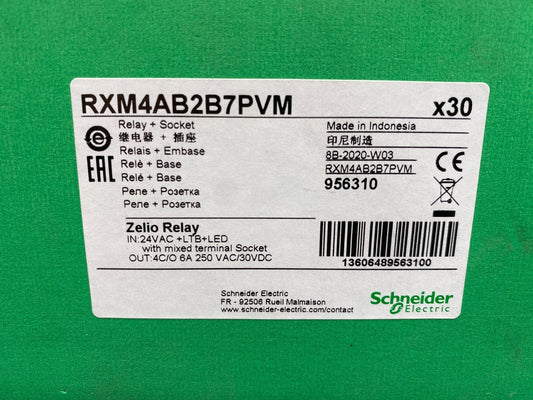 LOT OF 30 SCHNEIDER ELECTRIC RXM4AB2B7PVM ZELIO RELAY 956310 RELAY+SOCKET - KLR Automation