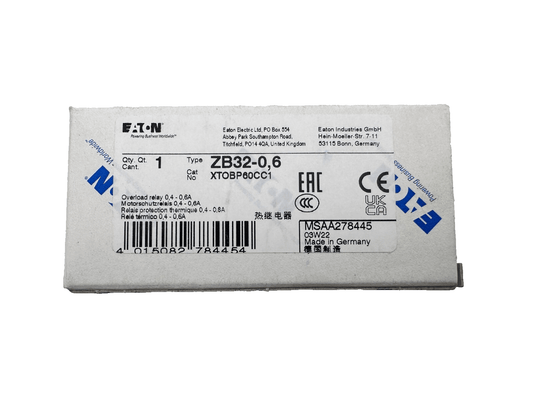 EATON MOELLER ZB32 - 0.6 + ZB32 - 4 + ZB32 - 1 OVERLOAD RELAY - KLR Automation