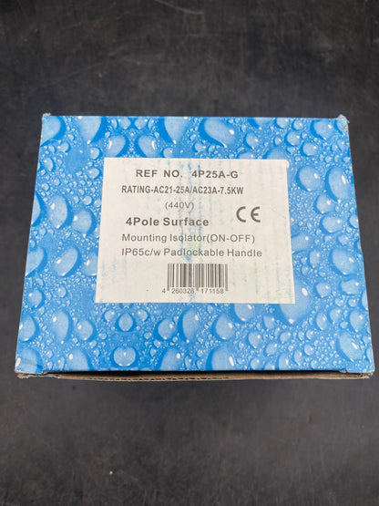 LOT DE 9 4P25A-G 4 POLE SURFACE MOUNTING ISOLATOR 440V AC21A/AC23A-7.5kW