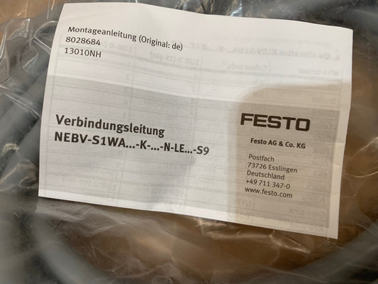 Festo 8028684 13010NH NEBV - S1WA... - K - ... - N - LE... - S9 Cable - KLR Automation
