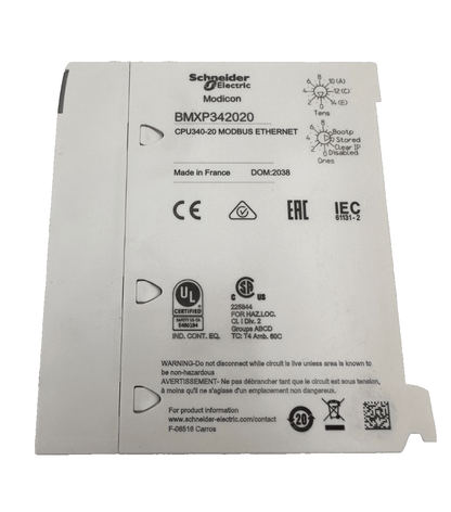SCHNEIDER ELECTRIC BMXP342020 CPU340 - 20 MODBUS ETHERNET - KLR Automation