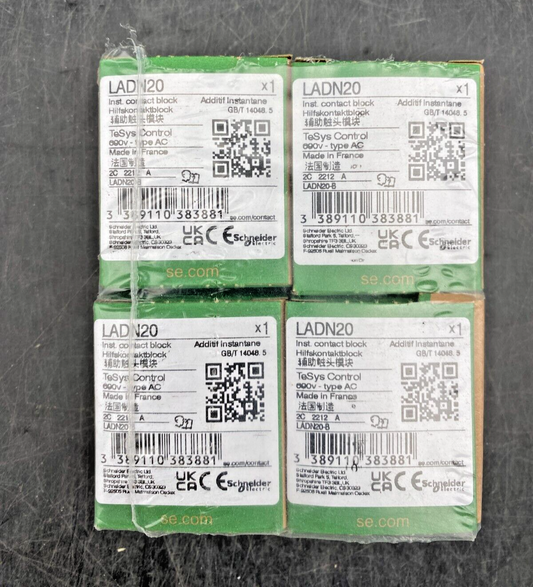 LOT 0F 4 NEW SCHNEIDER ELECTRIC LADN20 TESYS CONTROL INSTANT CONTACT BLOCK