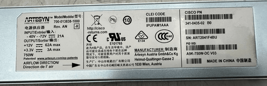 ARTESYN 700 - 013838 - 1000 A9K - 750W - DC V03 341 - 0435 - 02 750W POWER SUPPLY - KLR Automation