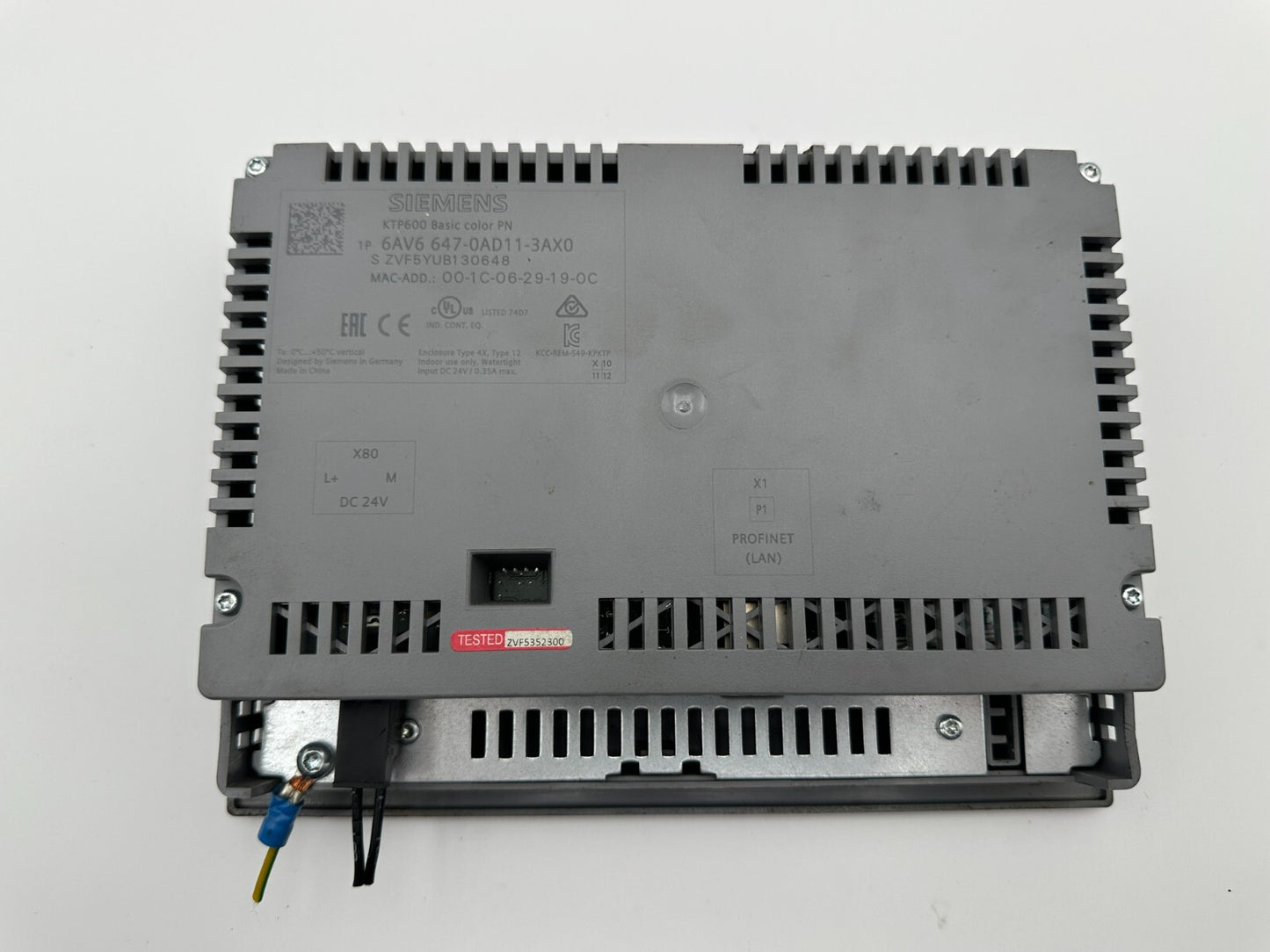 SIEMENS 6AV6647-0AD11-3AX0 SIMATIC PANEL TOUCH KTP600 BASIC COLOR PN