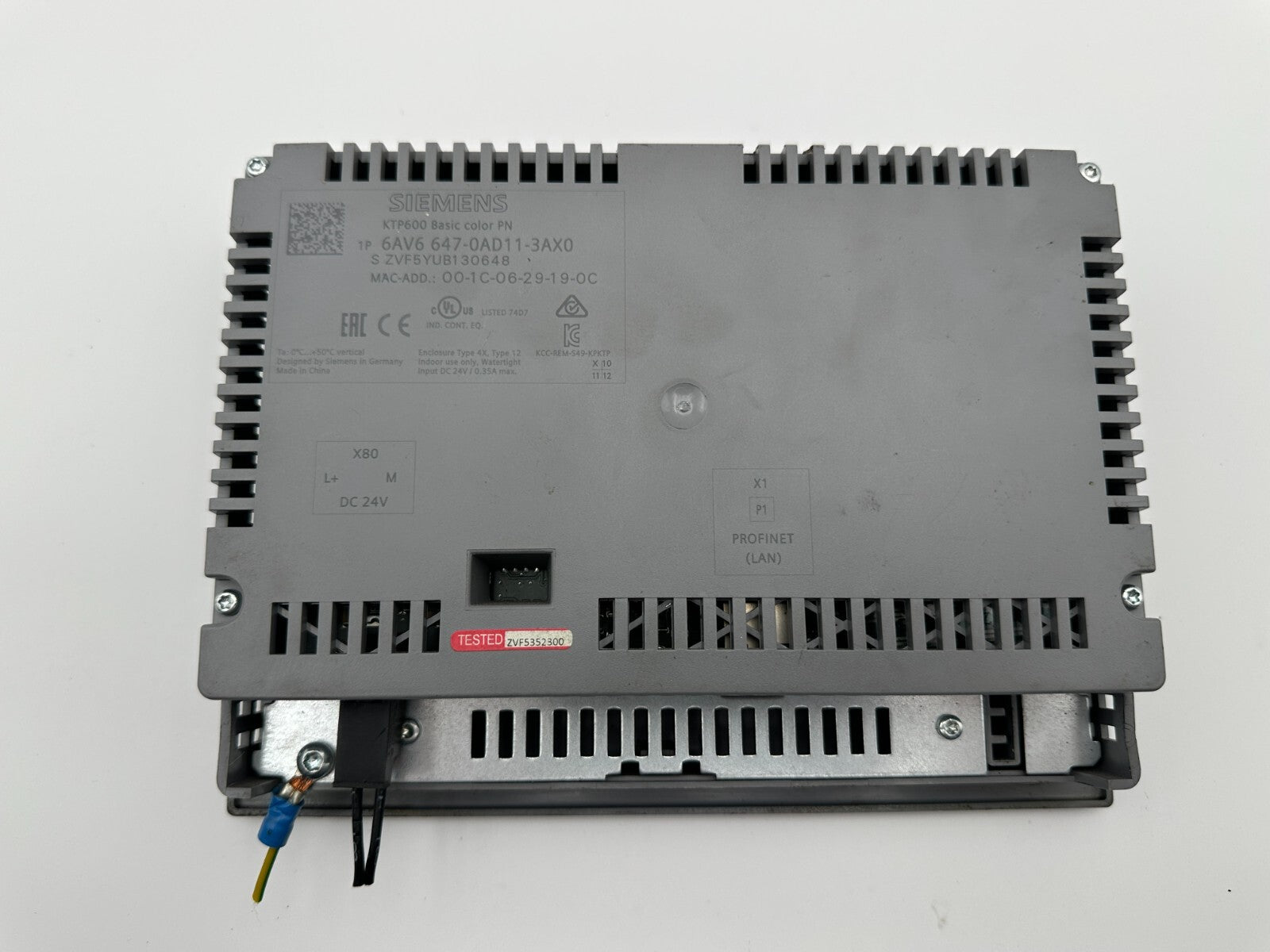 SIEMENS 6AV6647-0AD11-3AX0 SIMATIC PANEL TOUCH KTP600 BASIC COLOR PN