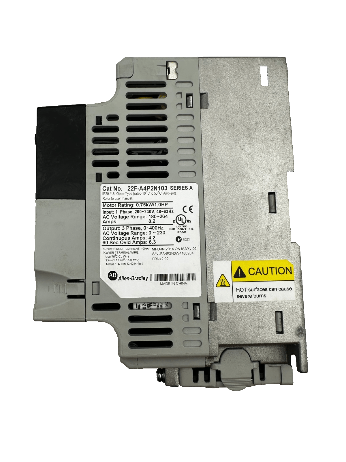 ALLEN - BRADLEY POWERFLEX 4M 22F - A4P2N103 SERIES A 0.75kW 1HP 200 - 240V - KLR Automation