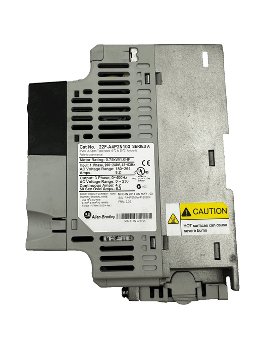 ALLEN - BRADLEY POWERFLEX 4M 22F - A4P2N103 SERIES A 0.75kW 1HP 200 - 240V - KLR Automation