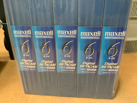 5 X Maxell  Digital BETACAM Tapes D6 B-D6