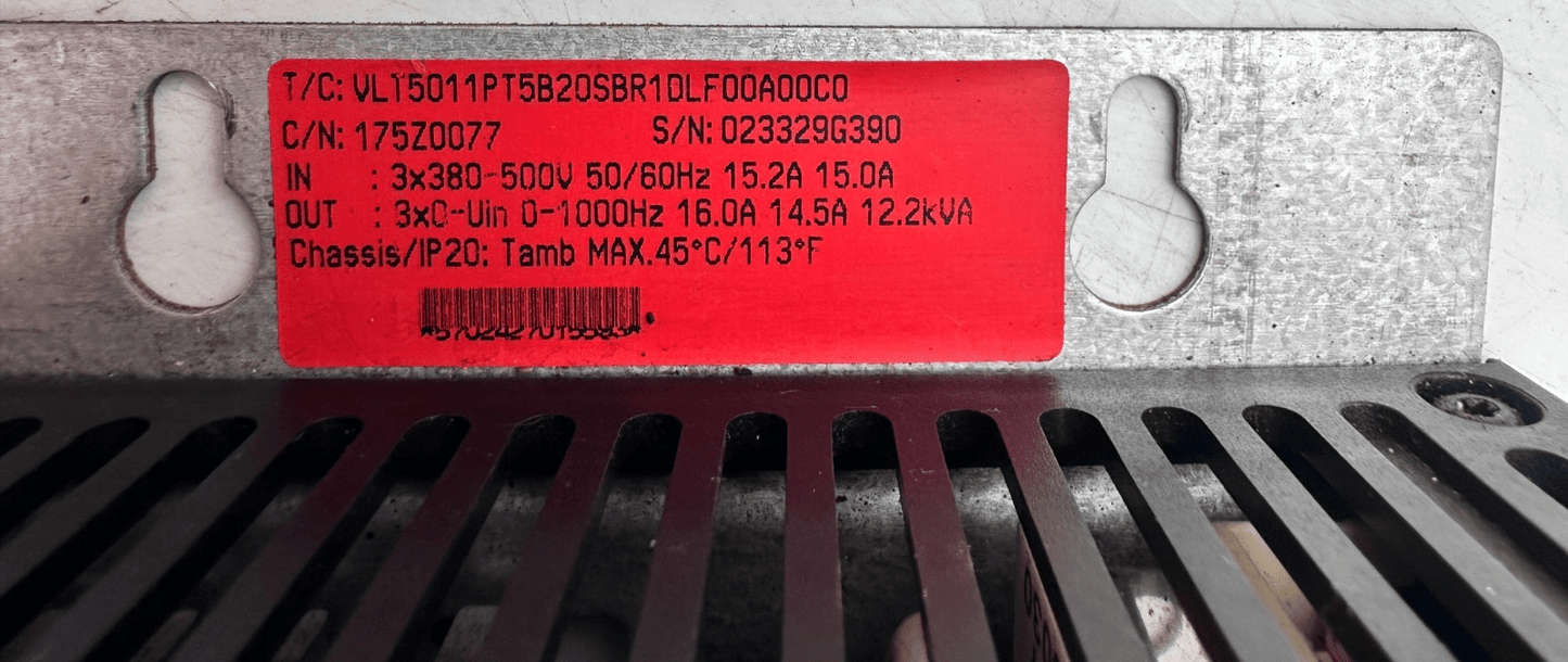 DANFOSS VLT 5000 VLT5011PT5B20SBR1DLF00A00C0 VARIABLE SPEED - KLR Automation