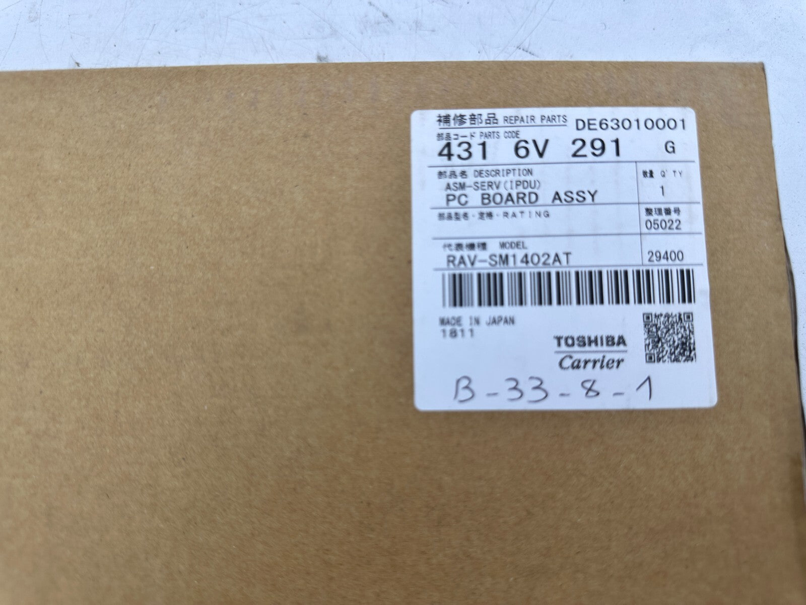 TOSHIBA 431 6V 291 4316V291 PCB MCC‑1438 RAV-SM1402AT PC BOARD ASSY