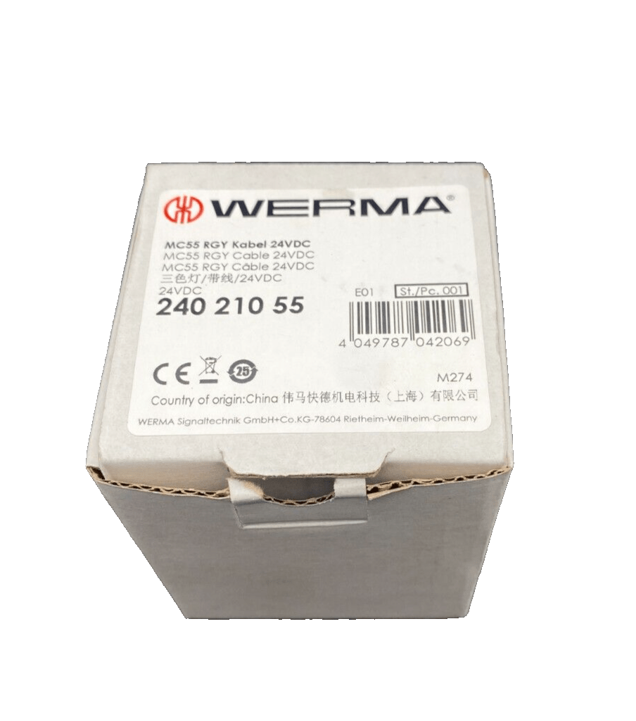 WERMA 240 210 55 MC55 RGY CABLE 24VDC MULTICOLOUR BEACON - KLR Automation