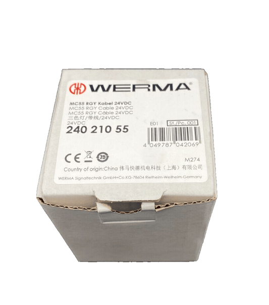 WERMA 240 210 55 MC55 RGY CABLE 24VDC MULTICOLOUR BEACON - KLR Automation