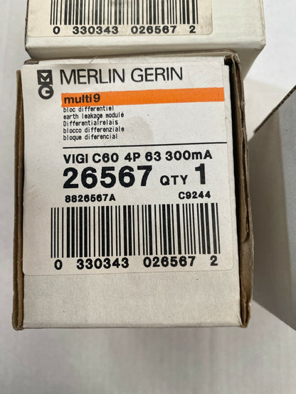1pc x Merlin Gerin Schneider multi 9 vigi c60 26567 4p 63 300mA - KLR Automation