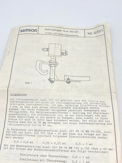 Samson 703 STP valve T223VP NW80 pneumatic positioner - KLR Automation