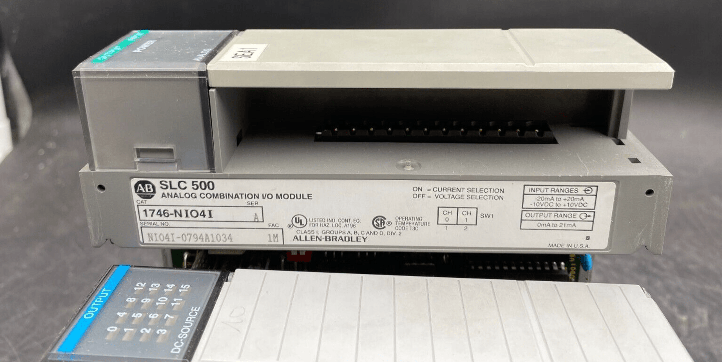 ALLEN BRADLEY SLC 500 1746 - IB32+ 1746 - NI4 + 1746 - 0B16 + 1746 - NIO41 + 1746 - A10 - KLR Automation