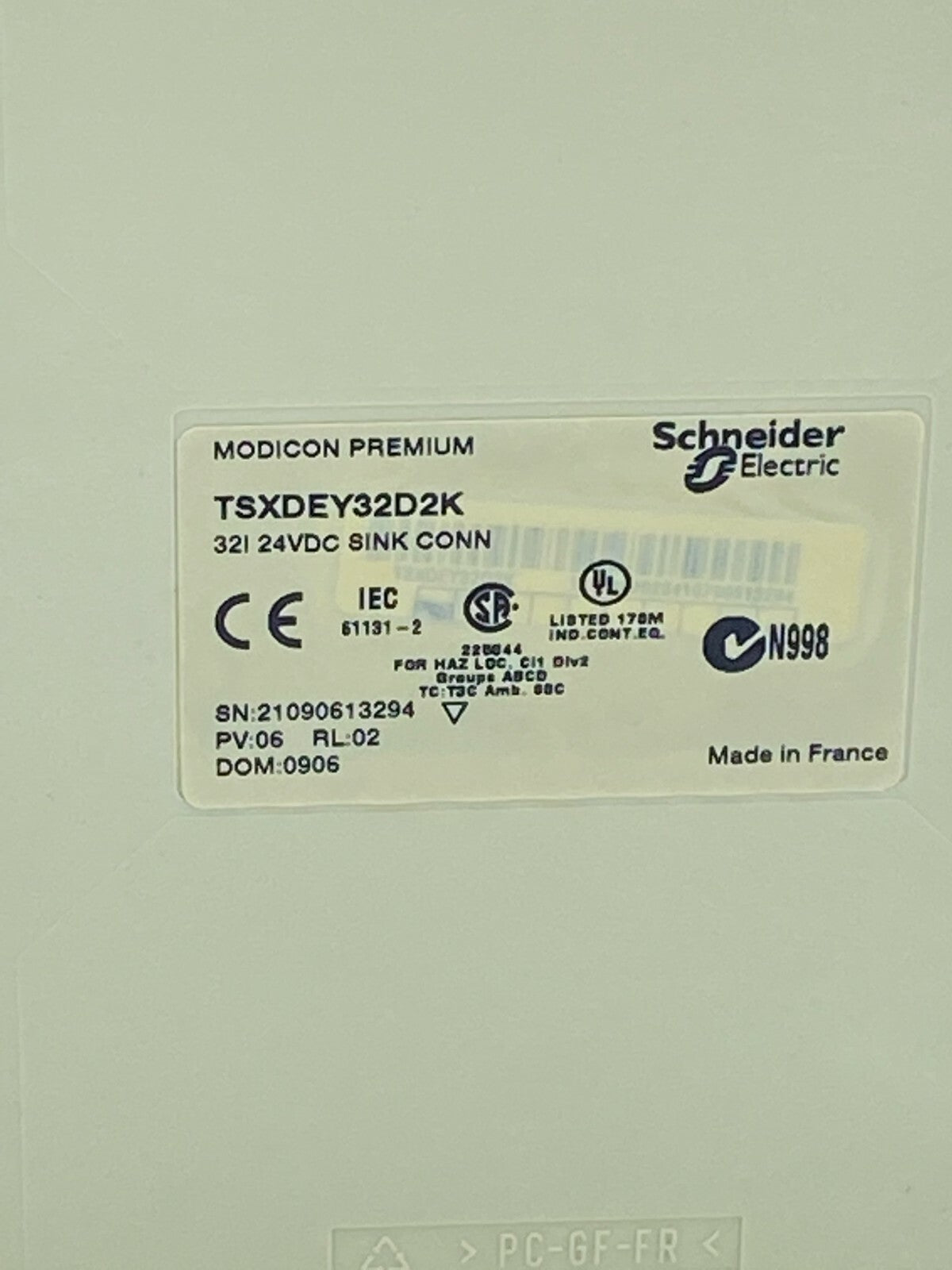 Schneider Electric TSXDEY32D2K Modicon Premium 32 Channel DC Input Module