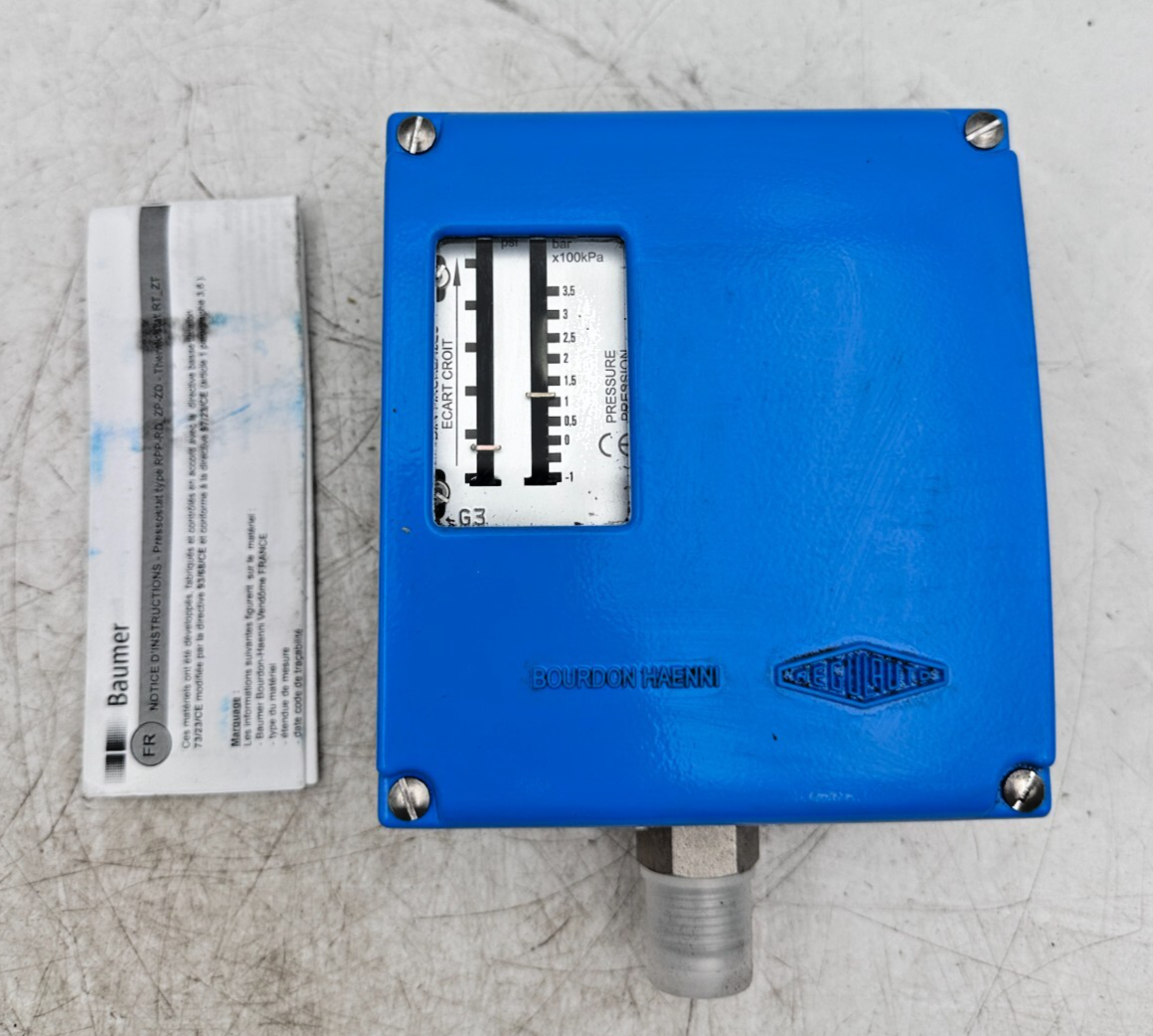 BAUMER BOURDON HAENNI RPPNAA3209 10297520 RPPN 1SISTD G1/2M 1+3.5 BAR PRESSOSTAT