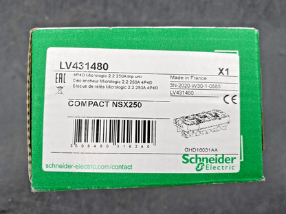 1 pc x NEW SCHNEIDER ELECTRIC LV431480 COMPACT NSX160 - 250 4P4D MICROLOGIC 2.2 25 - KLR Automation