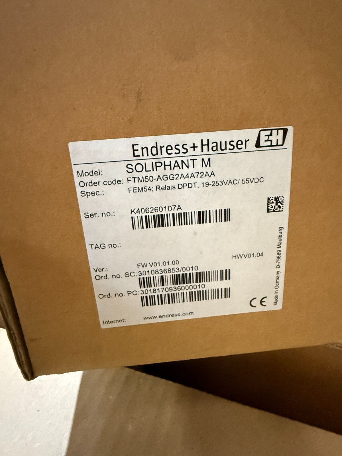 ENDRESS+HAUSER SOLIPHANT M FTM50-AGG2A4A72AA
