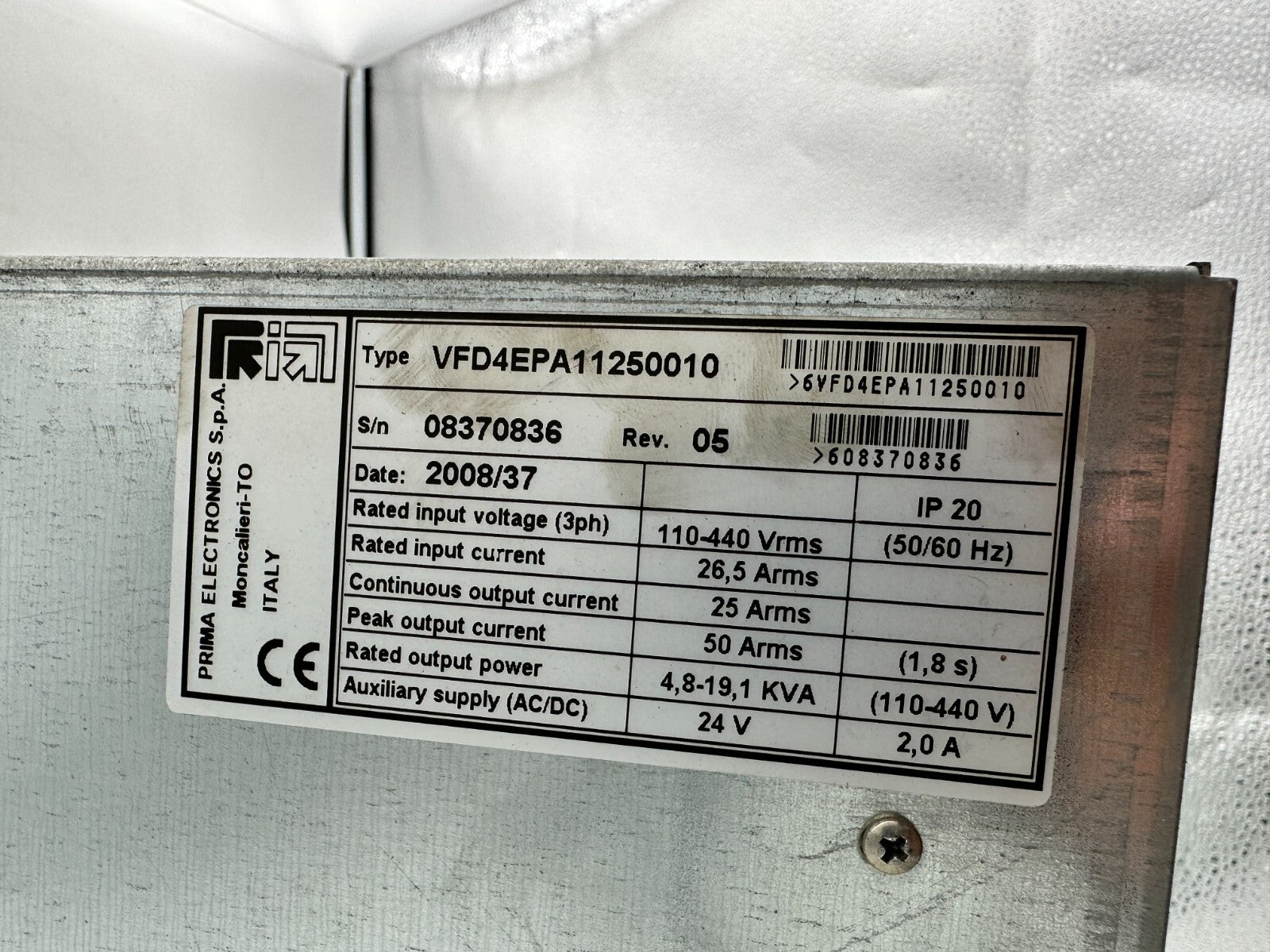 PRIMA ELECTRONICS LASER VFD4EPA11250010 VFD500 - KLR Automation