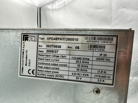 PRIMA ELECTRONICS LASER VFD4EPA11250010 VFD500 - KLR Automation