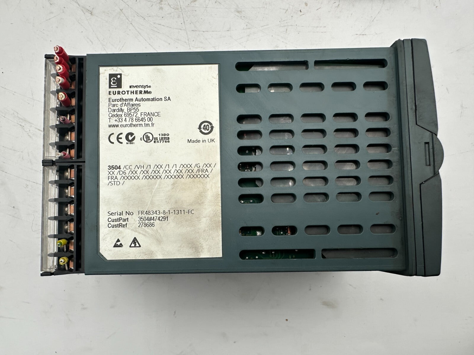EUROTHERM 3504 3504/CC/VH/1/XX/1/1/XXX/G/XX/XX/D6 278686 TEMPERATURE CONTROLLER - KLR Automation