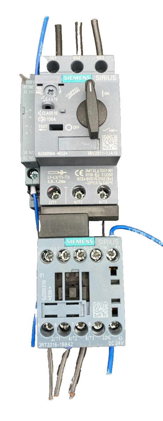 SIEMENS 3RV2011-1JA10 + 3RT2016-1BB42 CIRCUIT BREAKER