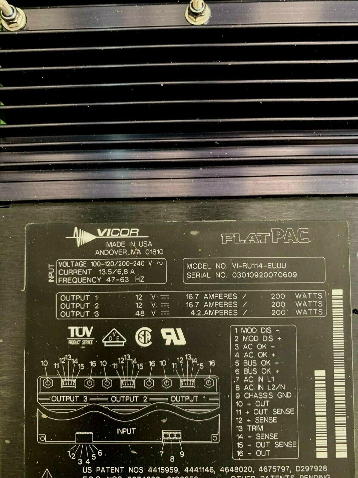 Power supply  110/220v  600W Avicenia Avilinks with Vicor VI-RU114-EUUU FlatPac