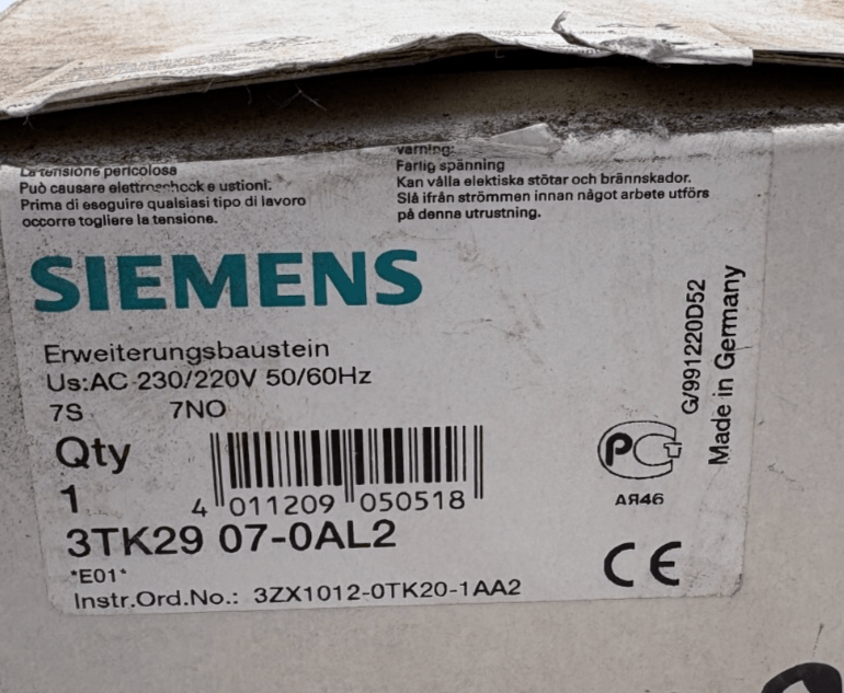 SIEMENS 3TK29 07 - 0AL2 x1 - KLR Automation