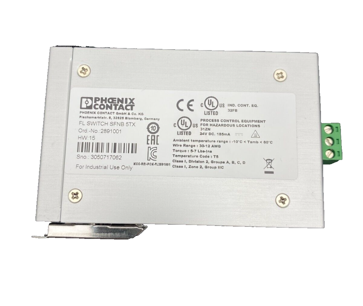 PHOENIX CONTACT 2891001 FL SWITCH SFNB 5TX HW: 15