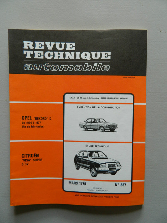 RTA revue technique automobile comme neuf n 387 Citroen "visa" super 5 CV