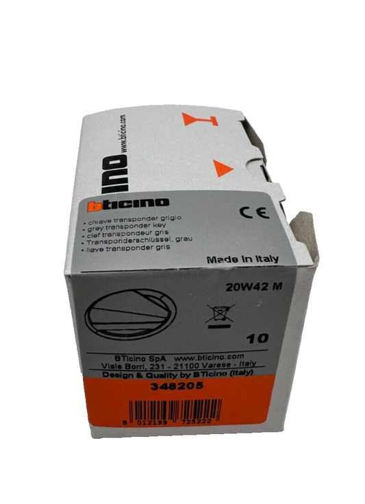 BTICINO 348205 20W42 M CLEF TRANSPONDEUR GRIS LOT DE 10 CLEFS