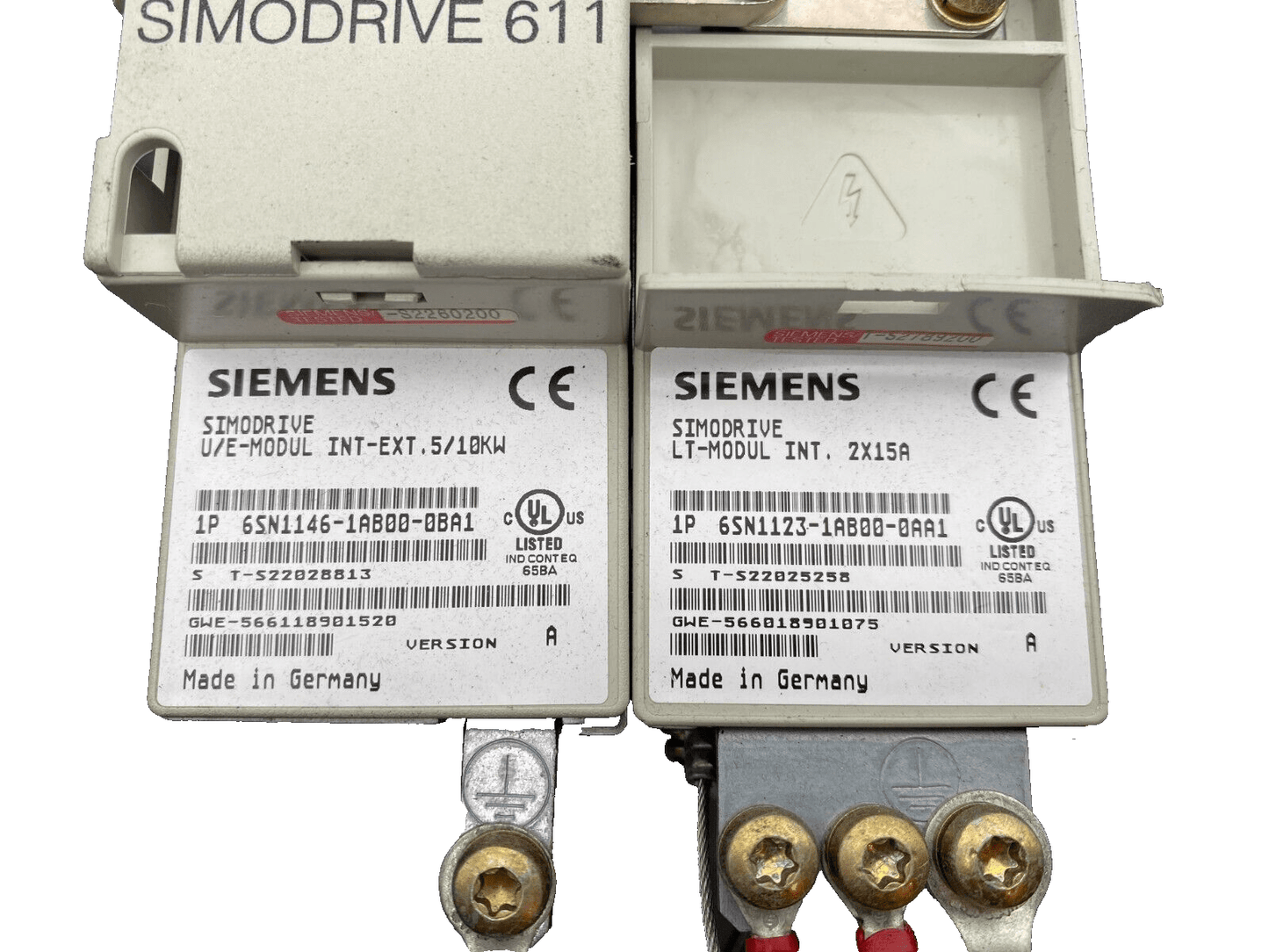 SIEMENS SIMODRIVE 611 6SN1146 - 1AB00 - 0BA1 U/E MODUL + 6SN1123 - 1AB00 - 0AA1 LT - MODUL - KLR Automation