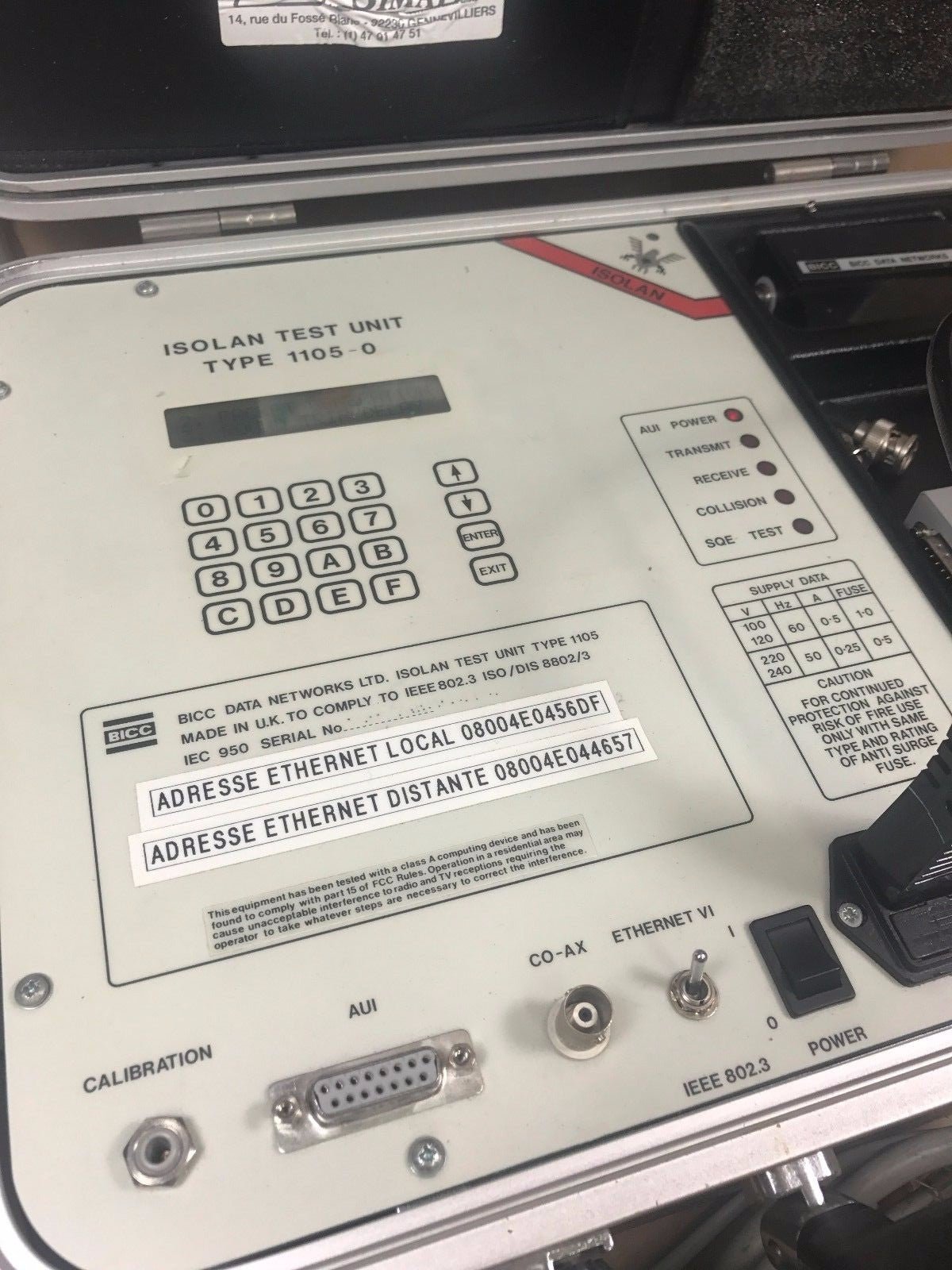 BICC Data Networks Isolan 1105 - 0 Ethernet DiagnosticTest CentreCom 200 ASP320 - KLR Automation