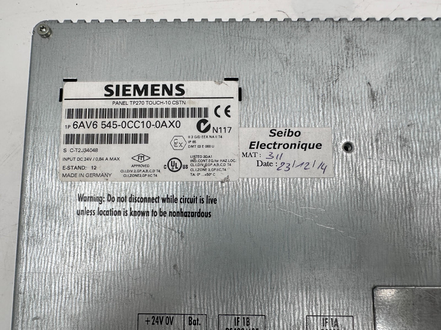 SIEMENS 6AV6545-0CC10-0AX0 PANEL TP270 TOUCH-10 CSTN