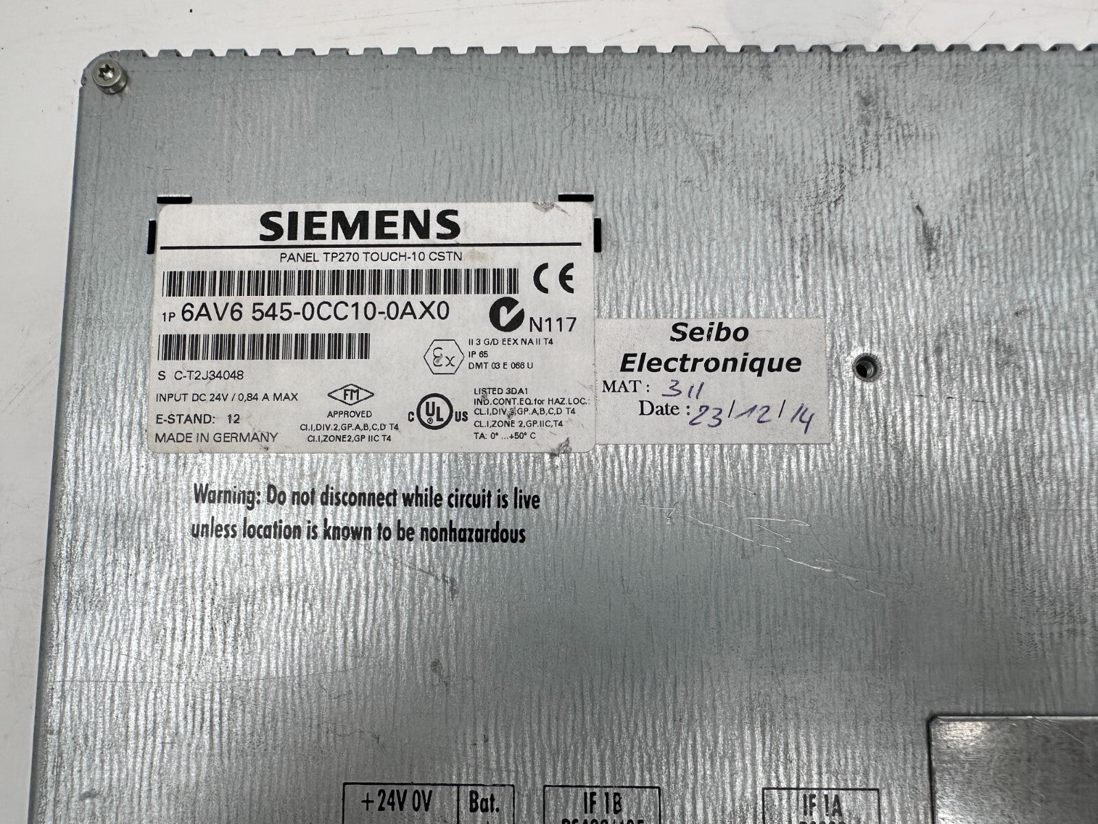 SIEMENS 6AV6545-0CC10-0AX0 PANEL TP270 TOUCH-10 CSTN
