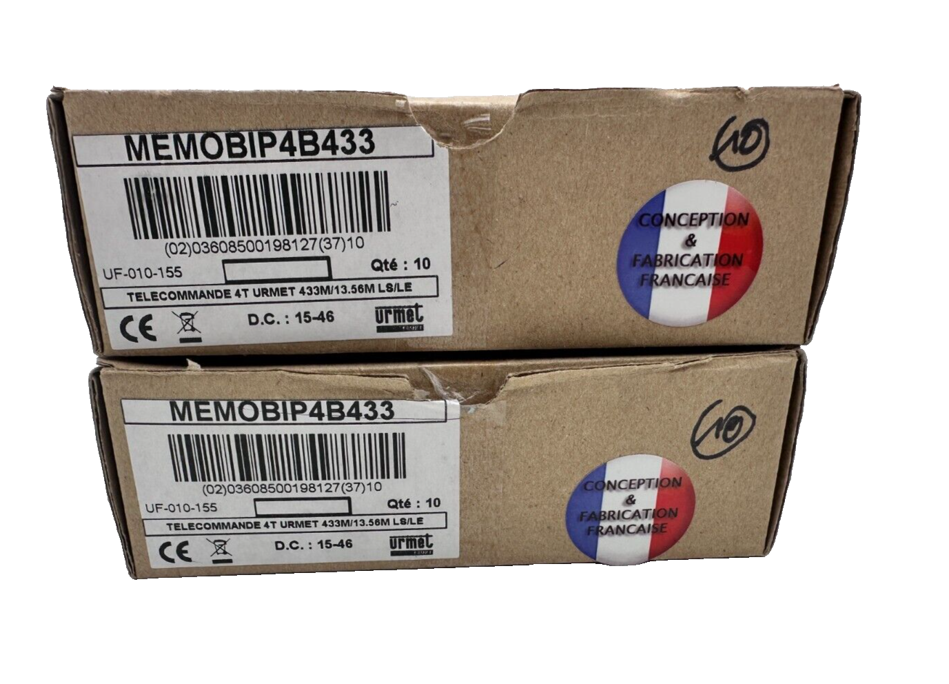 URMET MEMOBIP4B433 UF-010-155 TELECOMMANDE 4T URMET 433M/13.55M LS/LE x10pc