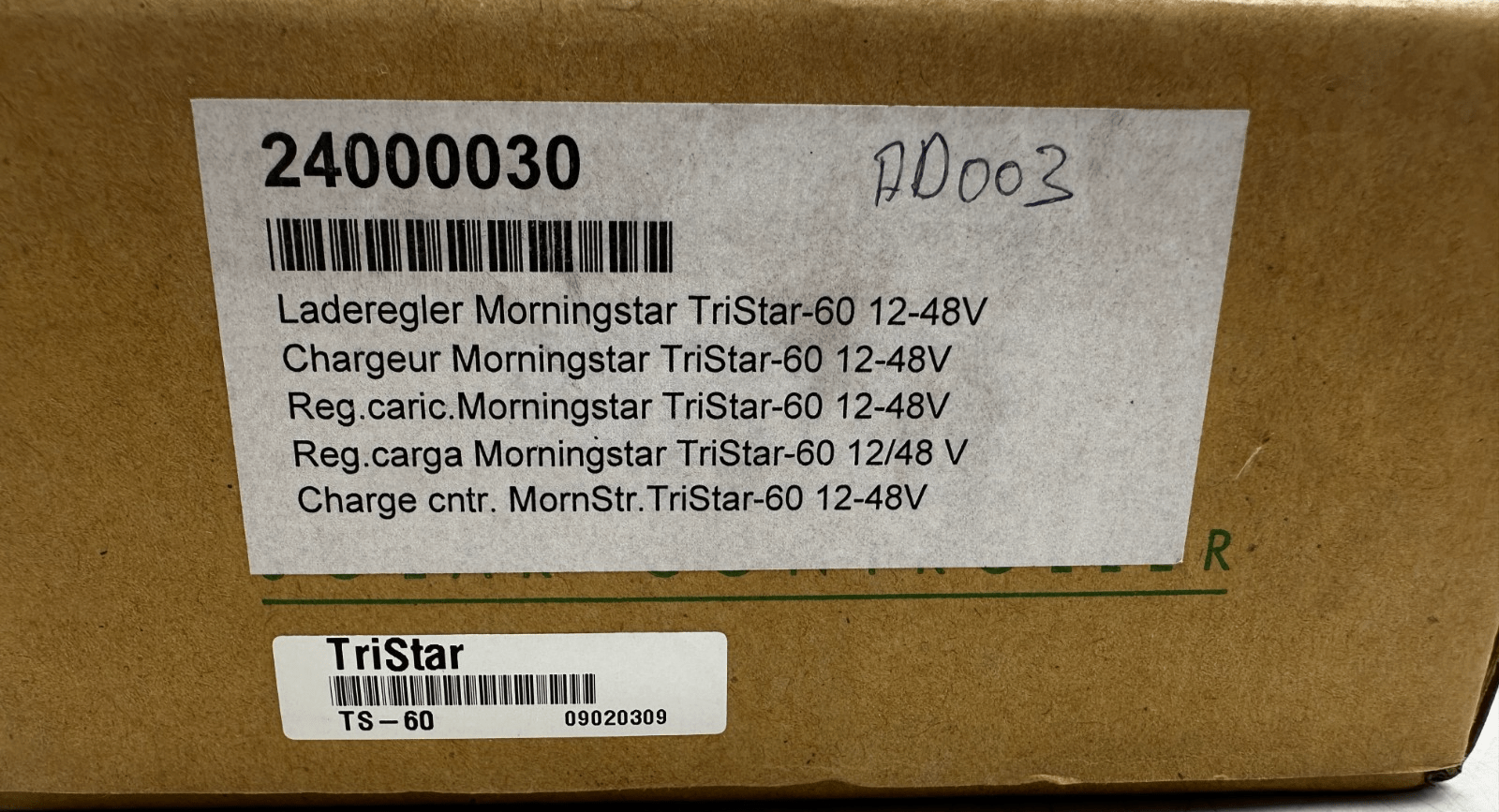 MORNINGSTAR TRISTAR - 60 TS - 60 24000030 CHARGEUR DE BATTERIE SOLAIRE 12 - 48V - KLR Automation