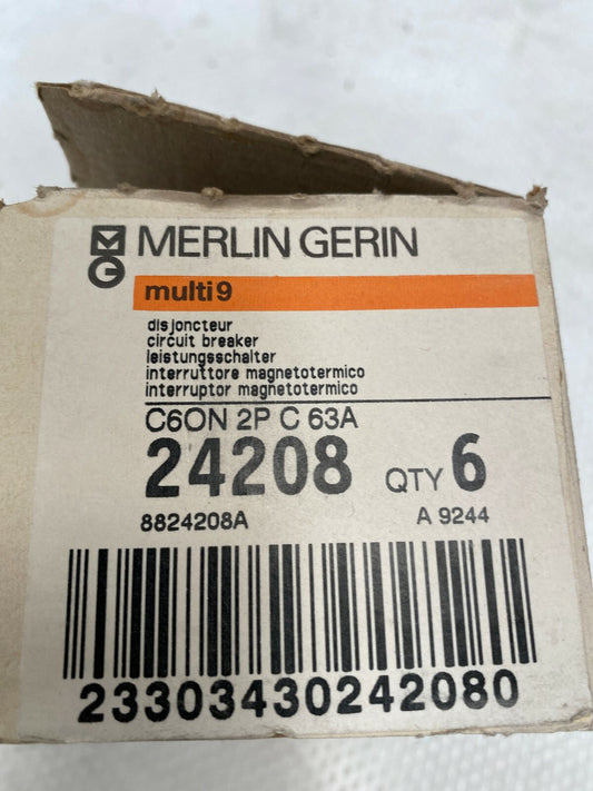 6 pc x Merlin Gerin Schneider multi 9 24208 C60N 2P C 63A 