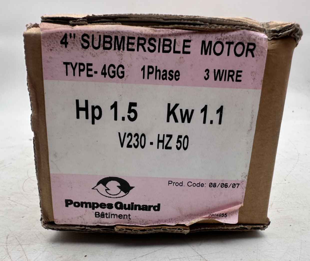 POMPES GUINARD 4GG 4" SUBMERSIBLE MOTOR 1.5 Hp 1.1Kw 230V 50Hz 1 PHASE 3 WIRE